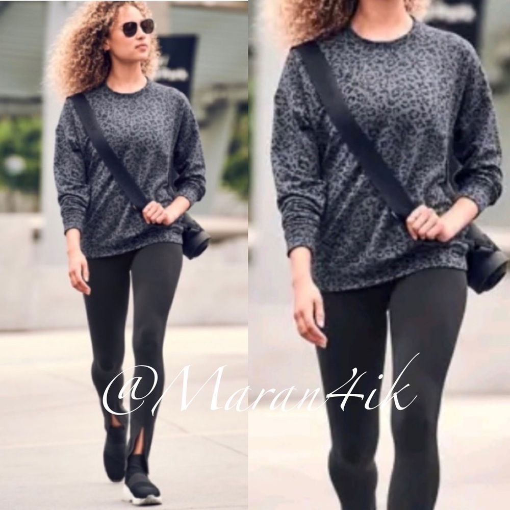 ATHLETA Pure Luxe Sweatshirt Leopard Spring Night M